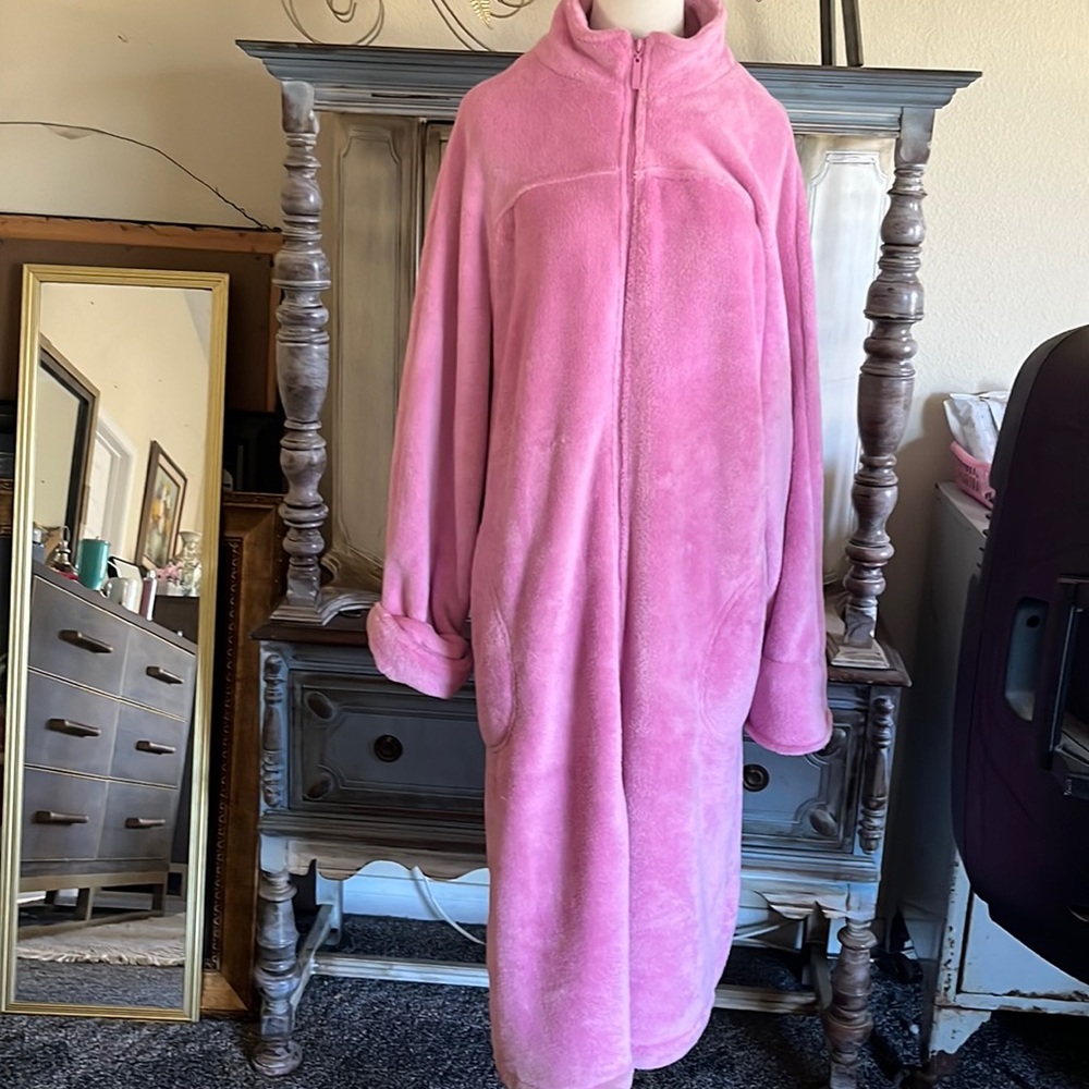 Cozy Zip Up Long Robe XL Hot Pink